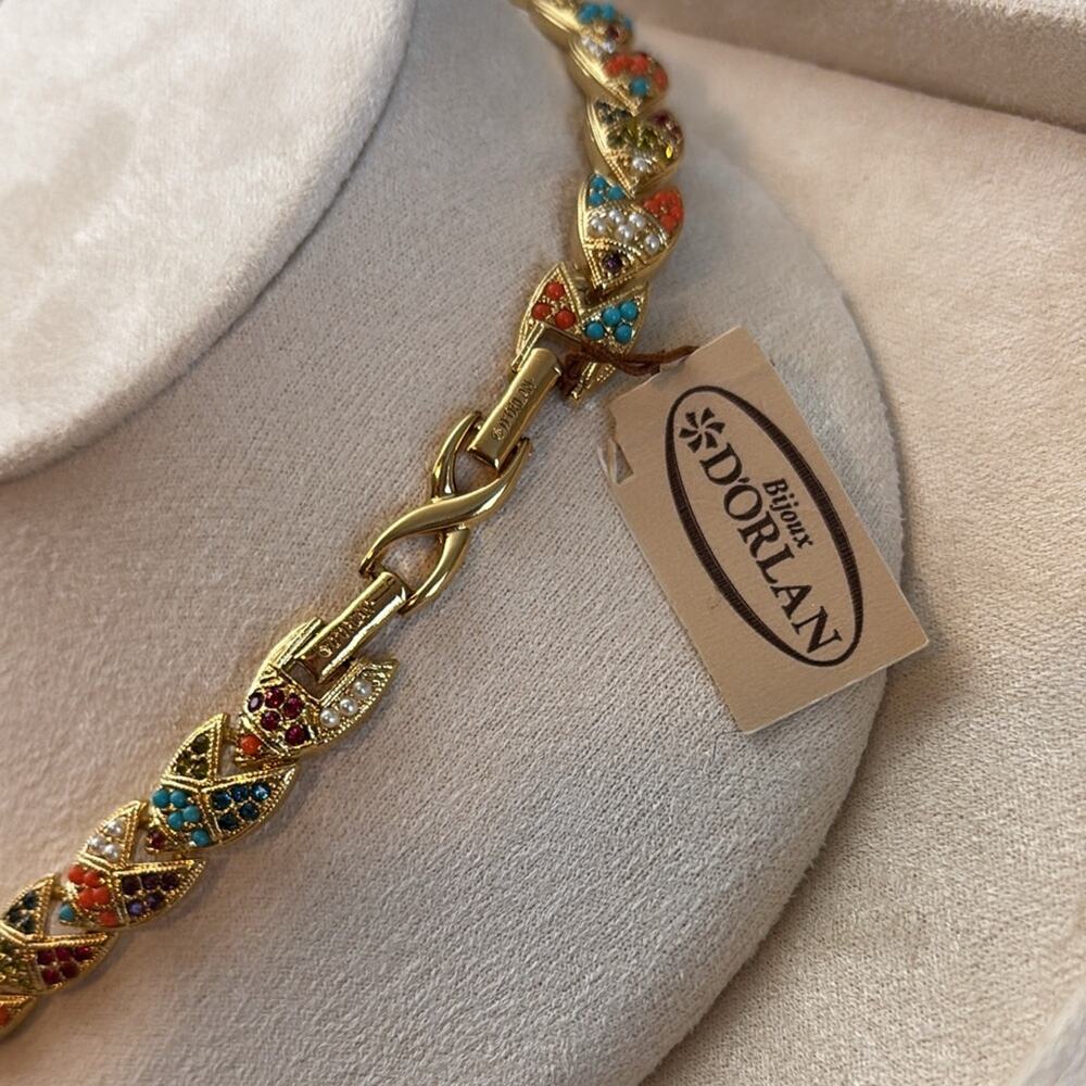 D’Orlan Gold Multicolor Gemstone Necklace - Elegant Women's Jewelry - Picture 3 of 3